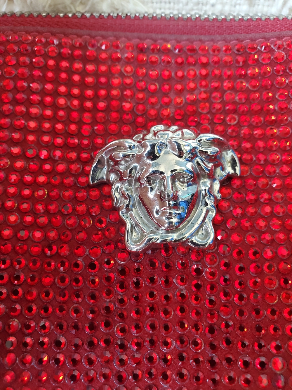 Versace Red Crystal-Embellished Wristlet Clutch - Picture 5 of 16